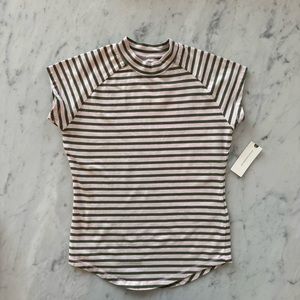 Pilcro Anthropologie XXS Short Sleeve Baby Tee NWT Green Striped Cozy Cotton